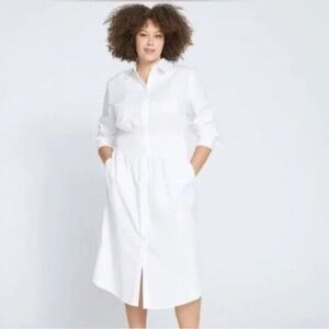Universal Standard Hamptons Shirt Dress, White Long Sleeve Dress